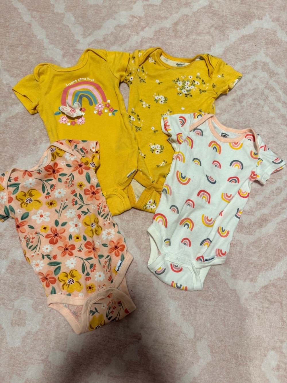 Gerber Baby Girl Bodysuit Set - Yellow, Peach, White, Pink